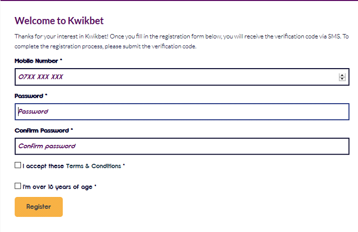 kwikbet register online