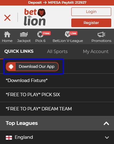 betlion download app