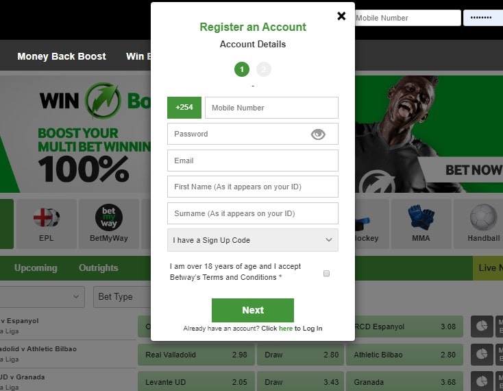 betway register