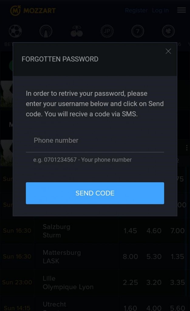 mozzartbet recover password