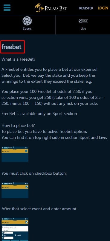 palmsbet freebet