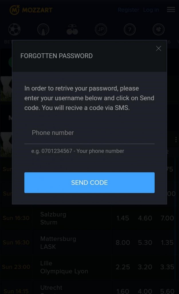 mozzartbet recover password