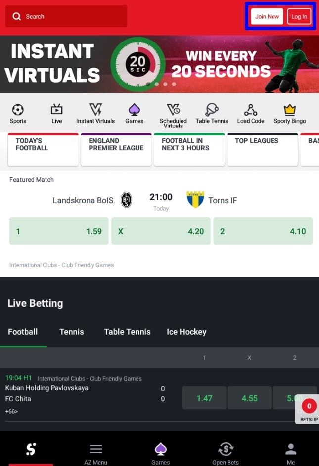 sportybet mobile registration