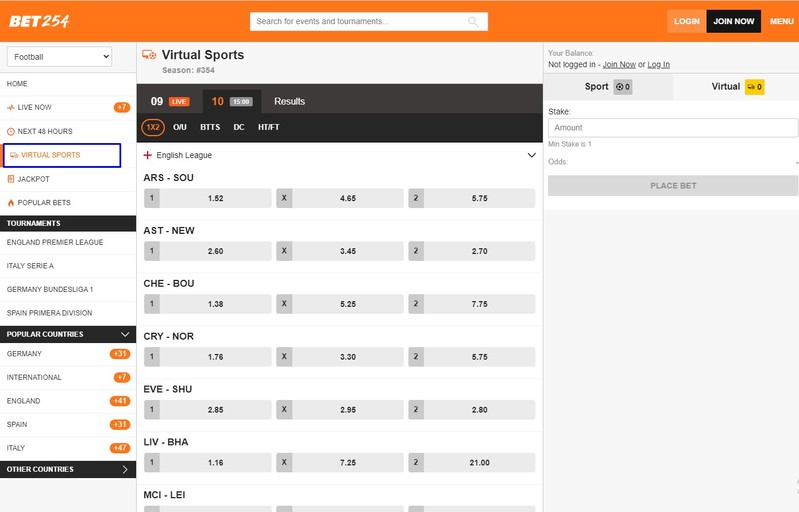 bet254 virtual sports
