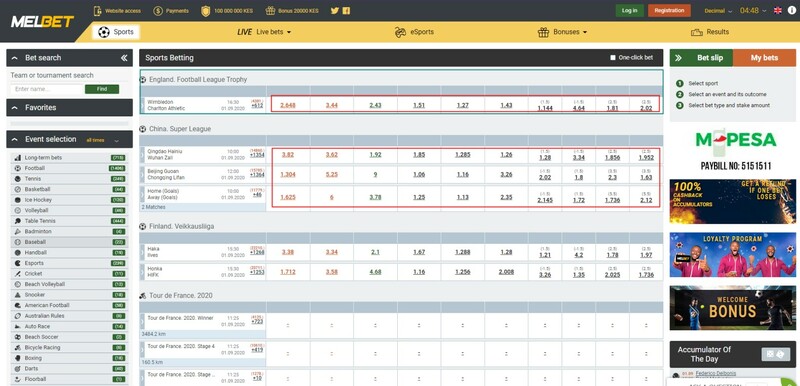 melbet odds